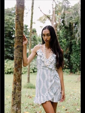 LEXBREEZY HAWAI'I / HE'EIA MINI WRAP
DRESS - ALOHA LEI BLUE DUST